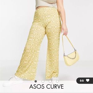 ASOS Curve yellow checkered pants, US 18. Never worn.